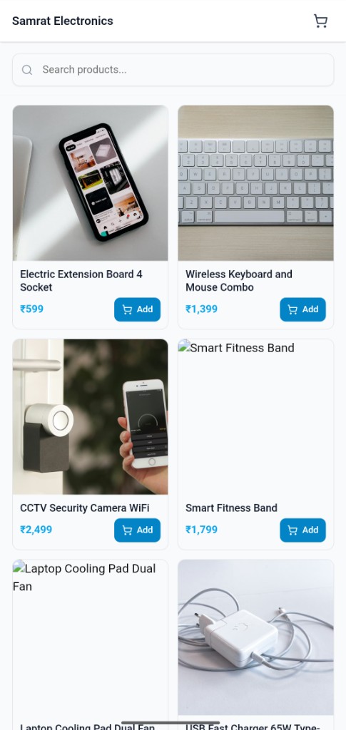 Electronics — product catalog preview