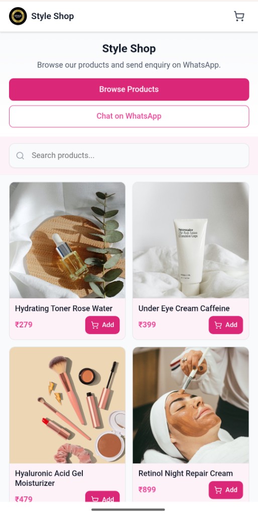 Skincare — product catalog preview